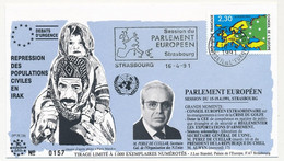 FRANCE - Env Affr. 2,30F Carte Europe - OMEC Session Du Parlement Strasbourg 16/4/1991 - Répression En Irak - Covers & Documents