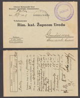Perlasz PERLEZ POSTMARK 1939 Postcard CATHOLIC CHURCH Money Order Form BANAT HUNGARY YUGOSLAVIA Port Payé OFFICIAL - Dienstmarken