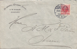 Denmark CO-OPERATIVE WHOLESALE SOCIETY Ltd. C. W. KIRCHHOFF, ODENSE JB. P. E. 1907 Cover Brief ASSENS (Arr.) Fr. VIII. - Lettres & Documents