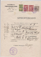 Bulgaria Bulgarian Bulgarie Bulgarije 1931 Orthodox Church Divorce Document W/Rare Fiscal Revenue Stamp Stamps (m360) - Timbres De Service