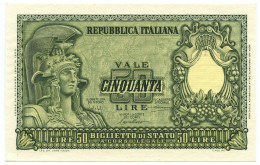 50 LIRE BIGLIETTO DI STATO ITALIA ELMATA BOLAFFI 31/12/1951 FDS-/FDS - Other & Unclassified