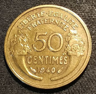 FRANCE - 50 CENTIMES 1940 - Morlon - Cupro-aluminium - Gad 423 - KM 894.1 - 50 Centimes