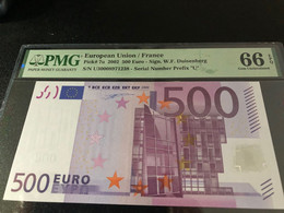 France Letter U EUR 500 Printercode T001 Graded 66 EPQ Gem Uncirculated By PMG - 500 Euro