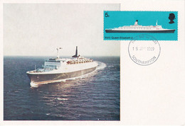 Carte Maximum Bateau Ship Brande Bretagne 1969 Paquebot Queen Elisabeth II - Cartes-Maximum (CM)