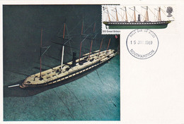 Carte Maximum Bateau Ship Brande Bretagne 1969 Steamship Great Britain - Cartes-Maximum (CM)