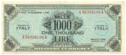 1000 LIRE OCCUPAZIONE AMERICANA IN ITALIA BILINGUE FLC A-A 1943 A BB/SPL - Ocupación Aliados Segunda Guerra Mundial