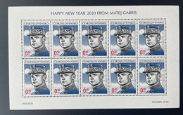 Czechoslovakia 2019 2020 - RRR Kleinbogen Feuillet Happy New Year 0Kcs " Milan Rastislav Štefánik " Matej Gabris - Plaatfouten En Curiosa