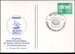 DDR PP16 D2/056 Privat-Postkarte AUSSTELLUNG SCHWEBRIA Schwerin Sost. Leistungsverglech 1976 NGK 4,00 € - Cartoline Private - Usati