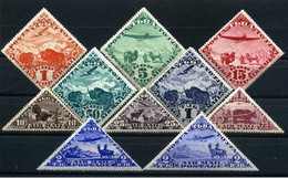 TANNU-TUVA 1934 (*) - Mi. 49-57 (I & II), Postage Stamps: Plane Over Landscapes With Animals | Air Post - Tuva