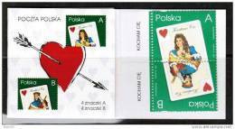 POLAND 1997 KOCHAM CIE I LOVE YOU BOOKLET COMPLETE VALENTINES DAY Mi No 3634-35 MNH Fi 10 Heart Cupid Playing Card Queen - Postzegelboekjes