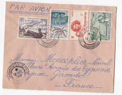 Lettre 1959 Madagascar Tananarive Pour Mérignac Gironde, 4 Timbres - Storia Postale