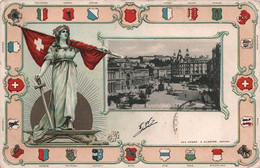 CPA Zurich Bahnhofplatz - Tres Belle Carte Avec Blasons - Circulé En 1908 - Zürich