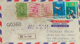 CHINA ,Taipei ,TAIWAN 1963 - Registered Cover No.335 To India - Sports Shooting Pole Vault - Science & Technology (**) - Lettres & Documents