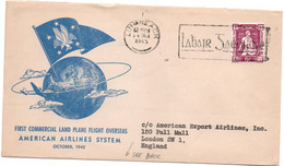 1945 - ENVELOPPE 1er PREMIER VOL / FIRST COMMERCIAL LAND PLANE FLIGHT OVERSEAS - POSTE AERIENNE / AVION / AVIATION - Airmail