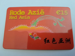 NETHERLANDS  € 15,- RODE AZIE  /DRAGON /BIRD   / OLDER CARD    PREPAID  Nice Used  ** 11207** - [3] Handy-, Prepaid- U. Aufladkarten