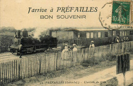 Préfailles * Bon Souvenir De La Commune * J'arrive à Préfailles * Gare * L'arrivée Du Train * Ligne Chemin De Fer - Préfailles