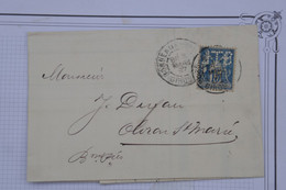 BE8 FRANCE   BELLE LETTRE RARE PEFORé STL.INVERSé 1897 BORDEAUX A OLORON++SAGE 15C +AFFRANCH.INTERESSANT - Storia Postale