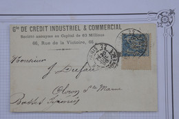 BE8 FRANCE   BELLE LETTRE RARE PEFORé  1896 PARIS A OLORON++SAGE 15C BORD DE FEUILLE +AFFRANCH.INTERESSANT - Covers & Documents