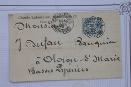 BE8 FRANCE   BELLE LETTRE  PEFORé  1896 CHARLEVILLE A OLORON++SAGE 15C +AFFRANCH.INTERESSANT - Storia Postale