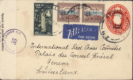 Nouvelle-Zélande Colonie Britannique Entier Georges VI 1P Orange Surchargé 2 Pences + YT 255 250 X2 Auckland Censure - Storia Postale