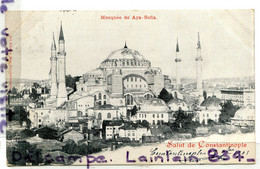 - Turquie - Turkey - Salut De Constantinople, Mosquée De Aya Sofia, épaisse, Précurseur, écrite, 1901, TBE, Scans.. - Türkei