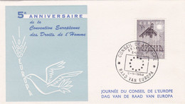 Enveloppe FDC 1025 Convention Européenne Des Droits De L'homme Journée Du Conseil De L'Europe - 1951-1960