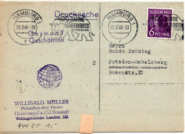 54793 - Alliierte Besetzung - 1948 - 6Pfg Arbeiter EF A DrucksBf HAMBURG - 100 JAHRE CARL HAGENBECK ... -> Potsdam - Elefantes