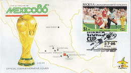 Bequia St. Vincent 1986 Cover: Football Fussball Soccer Calcio; FIFA World Cup 1986 Russia England; Host Cities; Pique - 2014 – Brésil