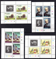 BARBUDA - 1979 ROWLAND HILL ANNIVERSARY SET IN SHHETLETS OF 3 + LABEL FINE MNH ** SG 447-450 - Barbuda (...-1981)