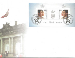 Denmark  2004 Crown Prince Frederik And Mary Donaldson Wedding Mi Bloc 23  FDC - Briefe U. Dokumente