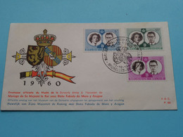 Mariage De Sa Majesté Le Roi Avec Dona Fabiola De Mora () 13-12-1960 Brussel ( Zie / Voir Scan ) FDC P. 88 - Enveloppe ! - 1951-1960