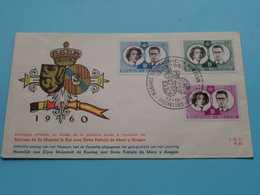 Mariage De Sa Majesté Le Roi Avec Dona Fabiola De Mora () 13-12-1960 Brussel ( Zie / Voir Scan ) FDC P. 88 - Enveloppe ! - 1951-1960