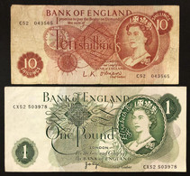 GRAN BRETAGNA Great Britain 10 Shillings + 1 Pound  Queen Elizabeth IIà LOTTO 2782 - 1 Pond