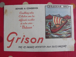 Buvard Produits D'entretien Pour Chaussures Grison. Drakkar 843. Vers 1950. Illustré - G