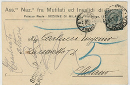 ASS.  NAZ. FRA    MUTILATI  ED  INVALIDI  DI  GUERRA  SEZ.  MILANO    1927     VIAGGIATA  PER  MILANO - Marcophilie (Zeppelin)