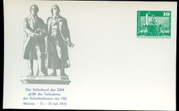 DDR PP16 D2/060B Privat-Postkarte GOETHE SCHILLER Weimar 1975 NGK 4,00 € - Private Postcards - Mint