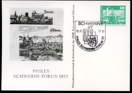 DDR PP16 C2/025 Privat-Postkarte STADTANSICHTEN TORUN SCHWERIN Sost.1977  NGK 4,00 € - Cartes Postales Privées - Oblitérées