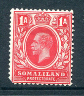 Somaliland 1912-19 KGV - Wmk. Mult. Crown CA - 1a Red HM (SG 61) - Somaliland (Herrschaft ...-1959)