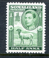 Somaliland 1938 KGVI - Portrait To Left - Sheep, Kudu & Map Issue - ½a Green HM (SG 93) - Somaliland (Herrschaft ...-1959)