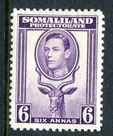 Somaliland 1938 KGVI - Portrait To Left - Sheep, Kudu & Map Issue - 6a Violet HM (SG 98) - Somaliland (Herrschaft ...-1959)