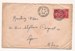 LETTRE ANDORRE LA VIELLE 15F SEUL POUR LYON COVER ANDORRA 1949 - Briefe U. Dokumente