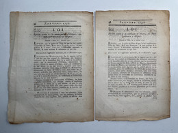 Lot De 2 Extraits De Loi 1791 Révolution Vente Domaines Nationaux à La Municipalité D'Orléans - Decrees & Laws