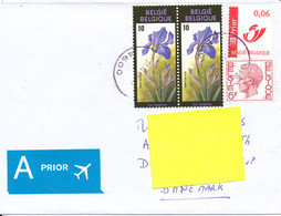 Belgium Cover Sent To Denmark 27-12-2006 Topic Stamps FLOWERS - Lettres & Documents
