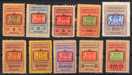 1945-1946 Hungary - BUDAPEST City Local ( Sales Value Added Tax ) VAT Fiscal Revenue Stamp - LOT - Inflation - Revenue Stamps