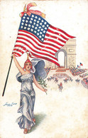 CPA Illustrateur Xavier Sager - Jour De Triomphe - Drapeau Americain - Sager, Xavier