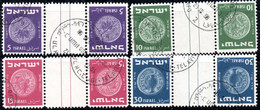 1080 ISRAEL 1949 COINS #21-26 GUTTER TETE BECHE AND TETE BECHE PAIRS,FINE USED - Gebruikt (zonder Tabs)