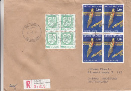 Finlande - Lettre Recommandée De 1976 ° - Oblitération Helsinki - Europa CEPT - Bloc De 4 - Storia Postale