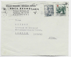 ESPANA  FNMI + 50C LETTRE COVER BARCELONA 1955 TO SUISSE - Beneficenza