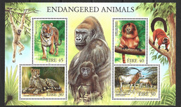 IRLANDE. BF 30 De 1998. Gorille/Guépard/Tigre/Oryx. - Gorilla's