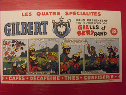 Buvard Gilbert Cafés Thés Confiserie. BD Gilbert Et Bertrand Par Pesch. Vers 1950. - Kaffee & Tee